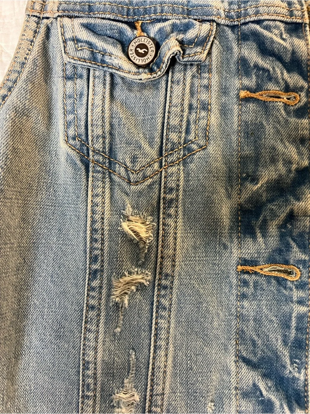 Hollister Light Blue Denim Vest Jacket Women’s Large Light Wash - Picture 4 of 5